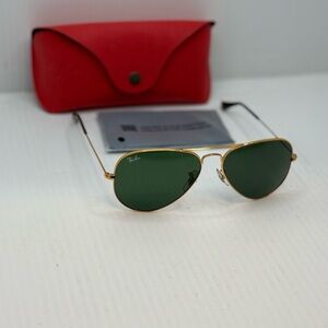 Ray-Ban Aviators Large Metal RB3025 Polished Arista Gold G-15 Lens Glass